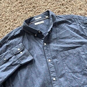 Hawker Rye Mens XXL Tall Blue Micro Print Button Down Shirt Reg Fit Long Sleeve